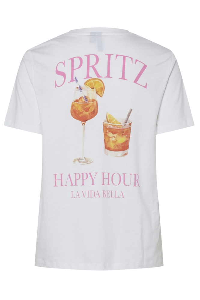 PCTALIA SS PRINTED T-SHIRT JRS BC 17157109 BRIGHT WHITE/SPRITZ